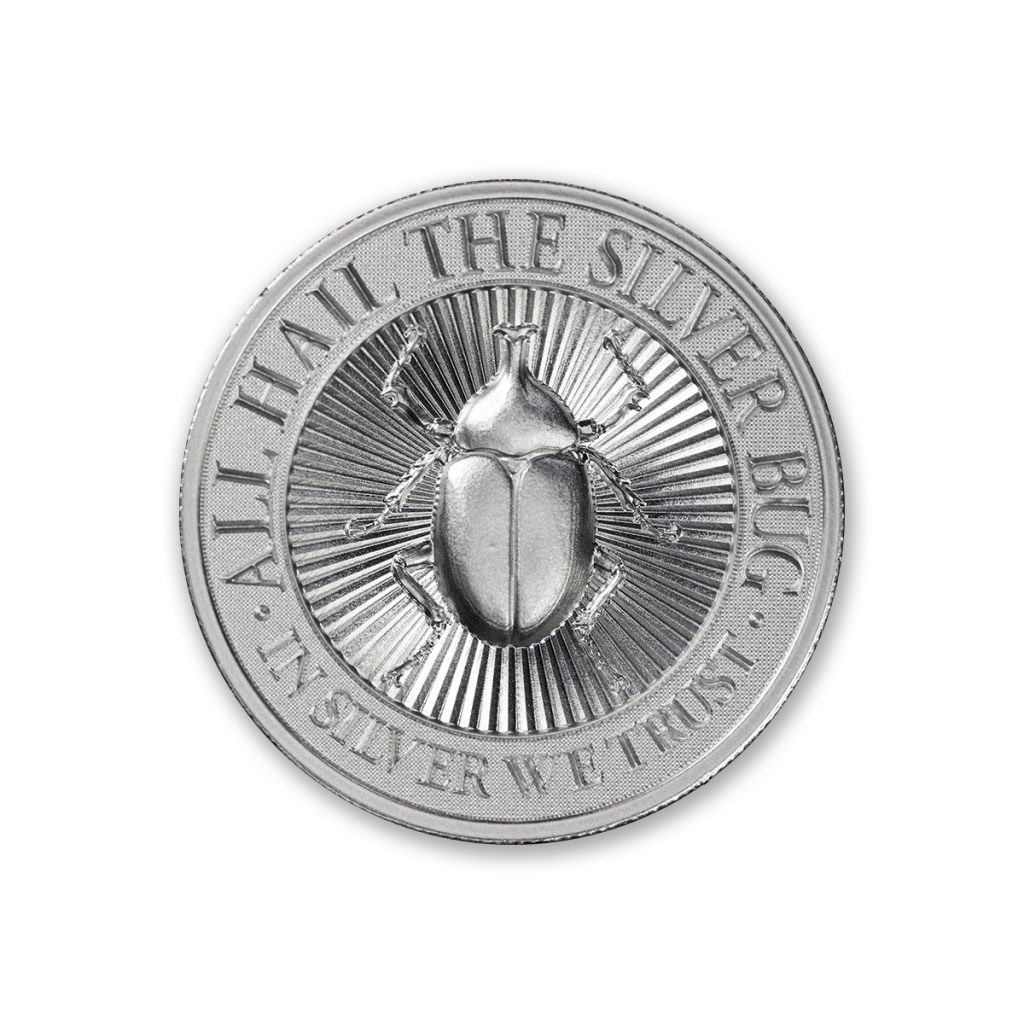 The Silver Bug - 3rd in Series - Dynastinae (Rhinoceros Beetle) - 2 ozt. 39mm .999 Fine Silver Art Medal (6mm Thick)
