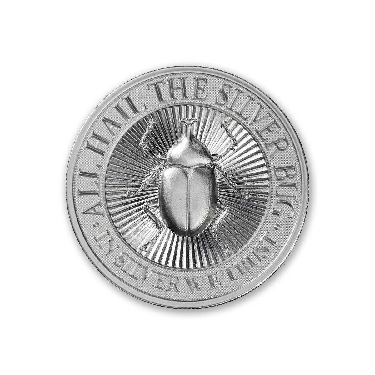 The Silver Bug - 3rd in Series - Dynastinae (Rhinoceros Beetle) - 2 ozt. 39mm .999 Fine Silver Art Medal (6mm Thick)