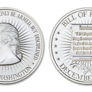 Washington Bust / Bill of Rights 2A - 2 ozt. 50mm .999 Silver Art Medal