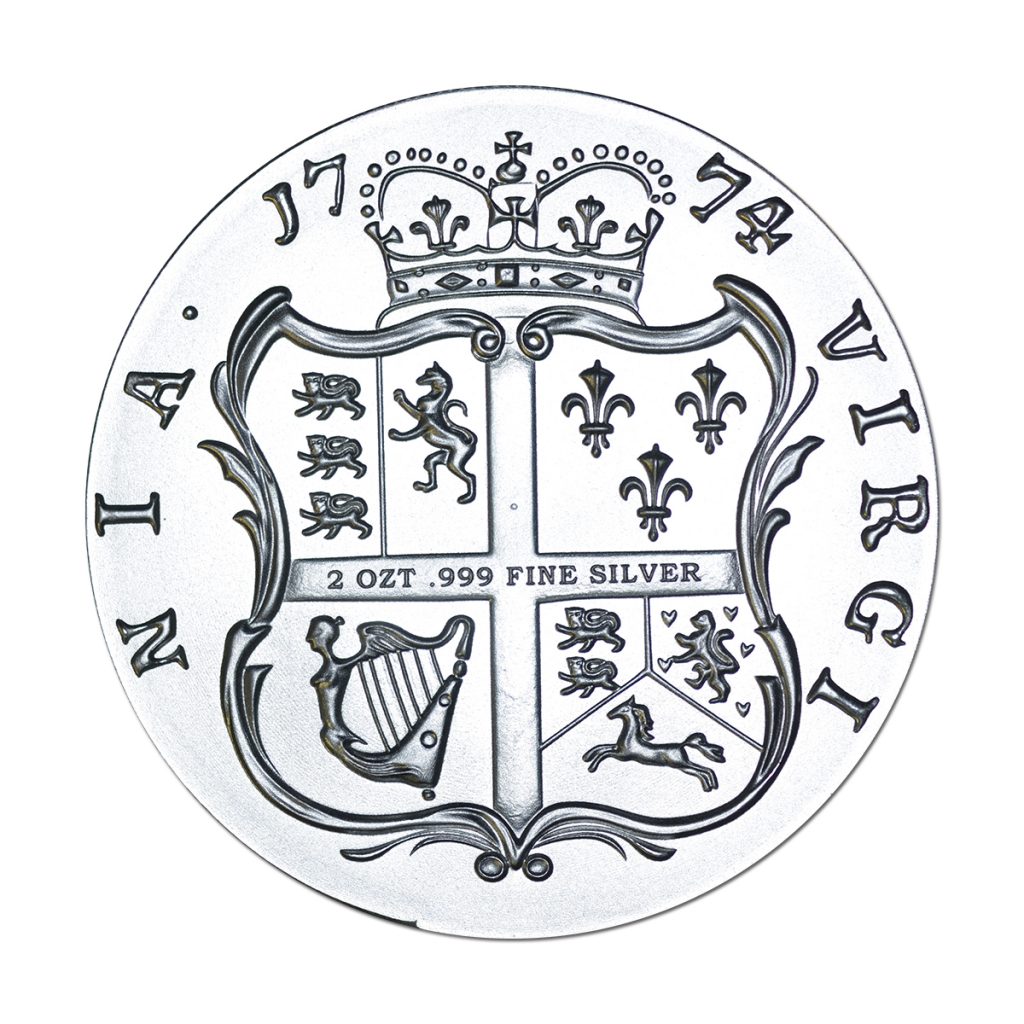 Colonial Tribute Series - The Virginia Shilling - 2 ozt. 50mm .999 Fine Silver Art Medal