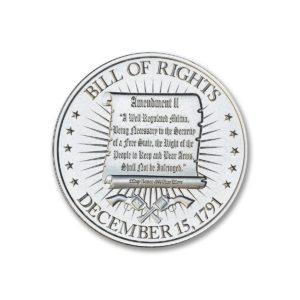 Washington Bust / Bill of Rights 2A - 1 ozt. 39mm .999 Silver Art Medal