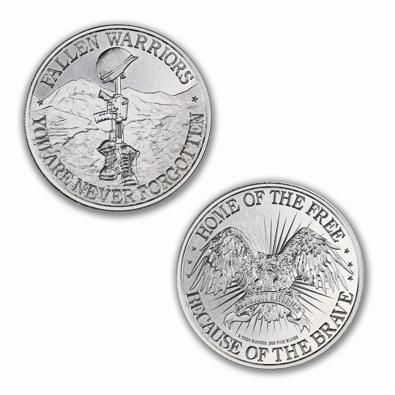 High Relief – Battlefield Cross Tribute – 2ozt .999 Fine Silver - 39mm – Brilliant Uncirculated (6mm Thick!)