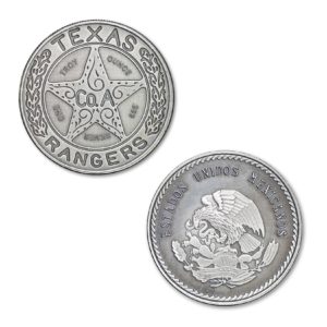 The Texas Ranger “Wagon-Wheel” Badge Tribute - 1 ozt 39mm .999 Fine Silver Art Medal with Antique Finish