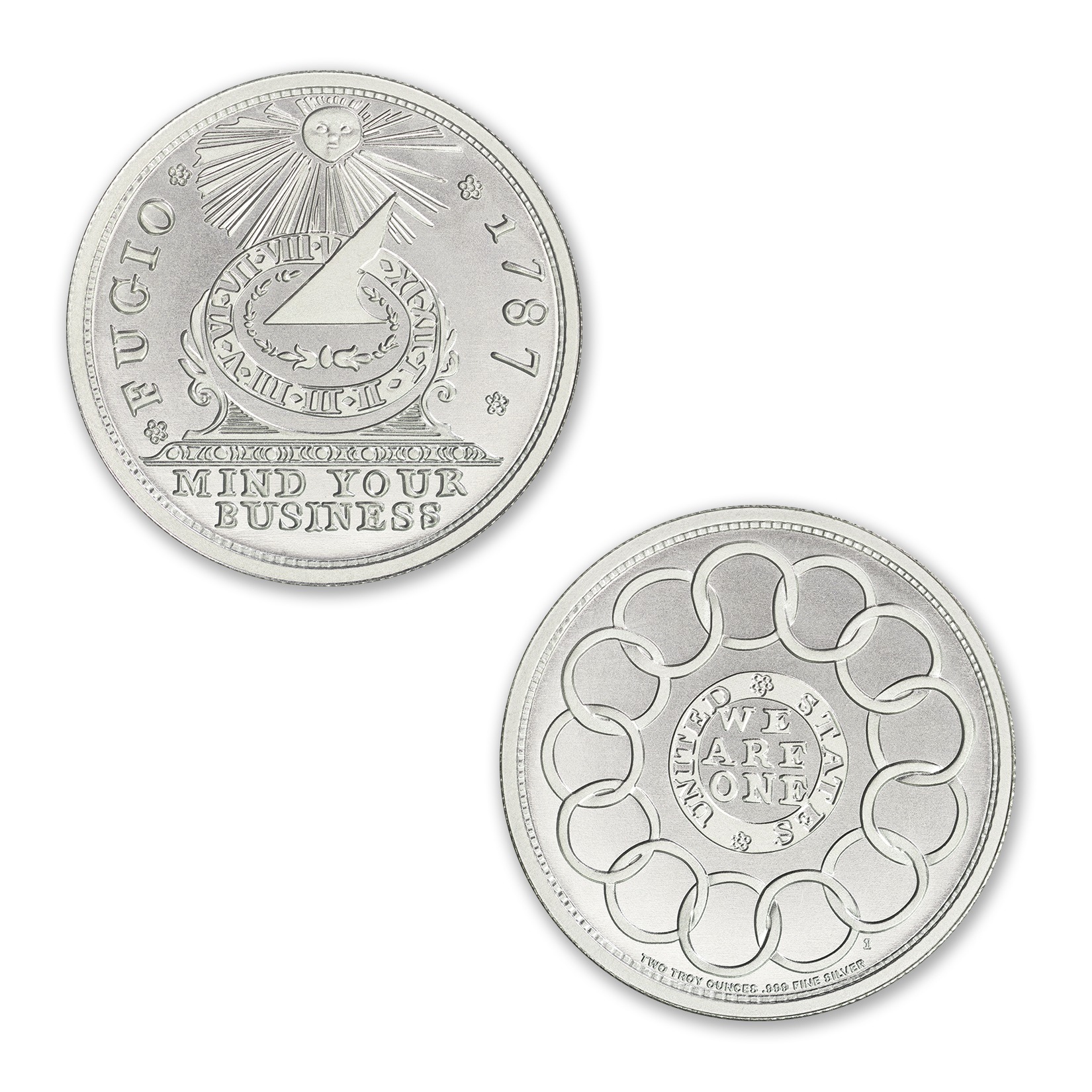 Colonial Tribute Series - The Fugio Cent - 2 ozt. 39mm .999 Fine Silver Art Medal (6mm Thick)