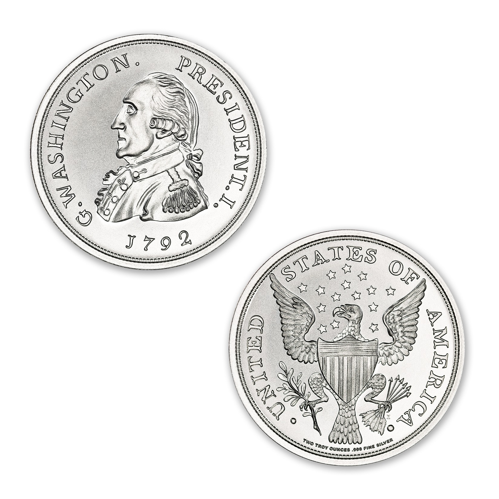 Colonial Tribute Series - Getz Washington - 2 ozt. 39mm .999 Fine Silver Art Medal (6mm Thick)