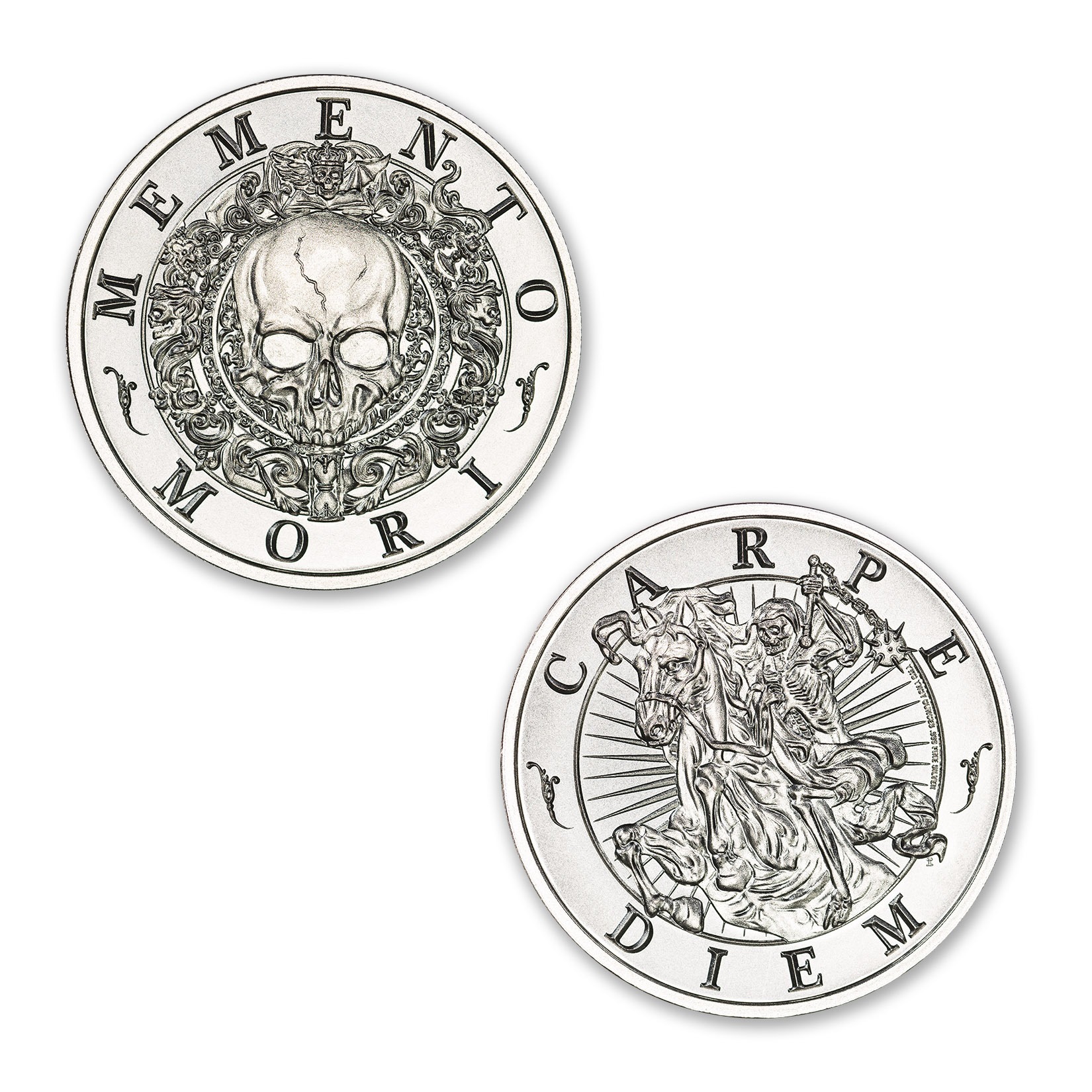 Latin Allure Series - "Memento Mori" Art Medal - 2ozt. 39mm .999 Fine Silver Art Medal (6mm Thick)