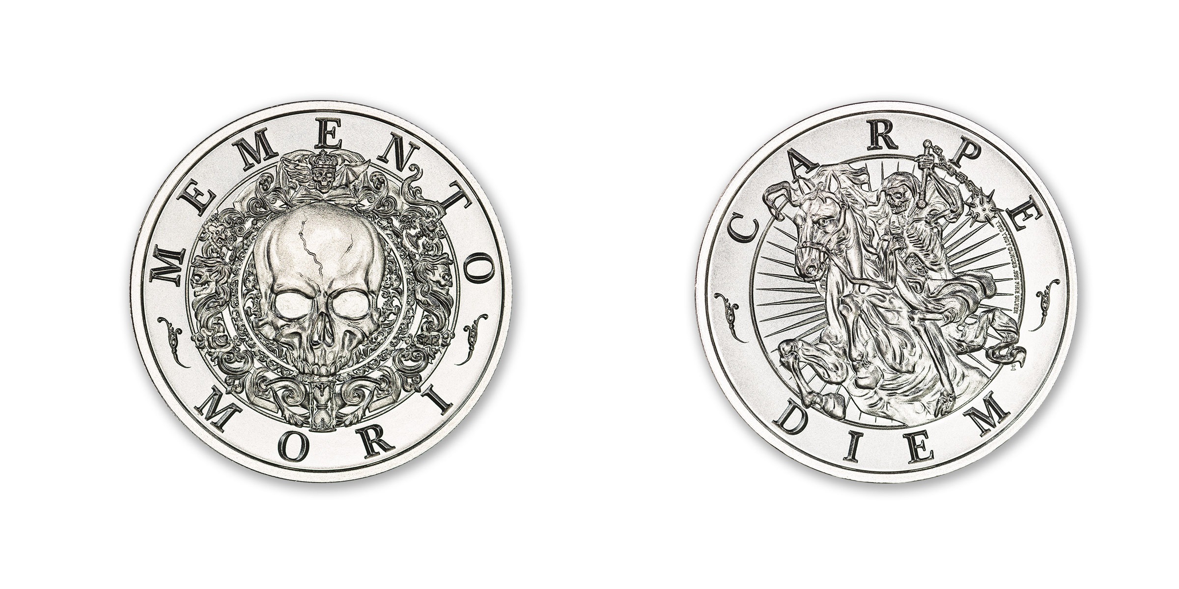 Latin Allure Series - "Memento Mori" Art Medal - 2ozt. 39mm .999 Fine Silver Art Medal (6mm Thick)