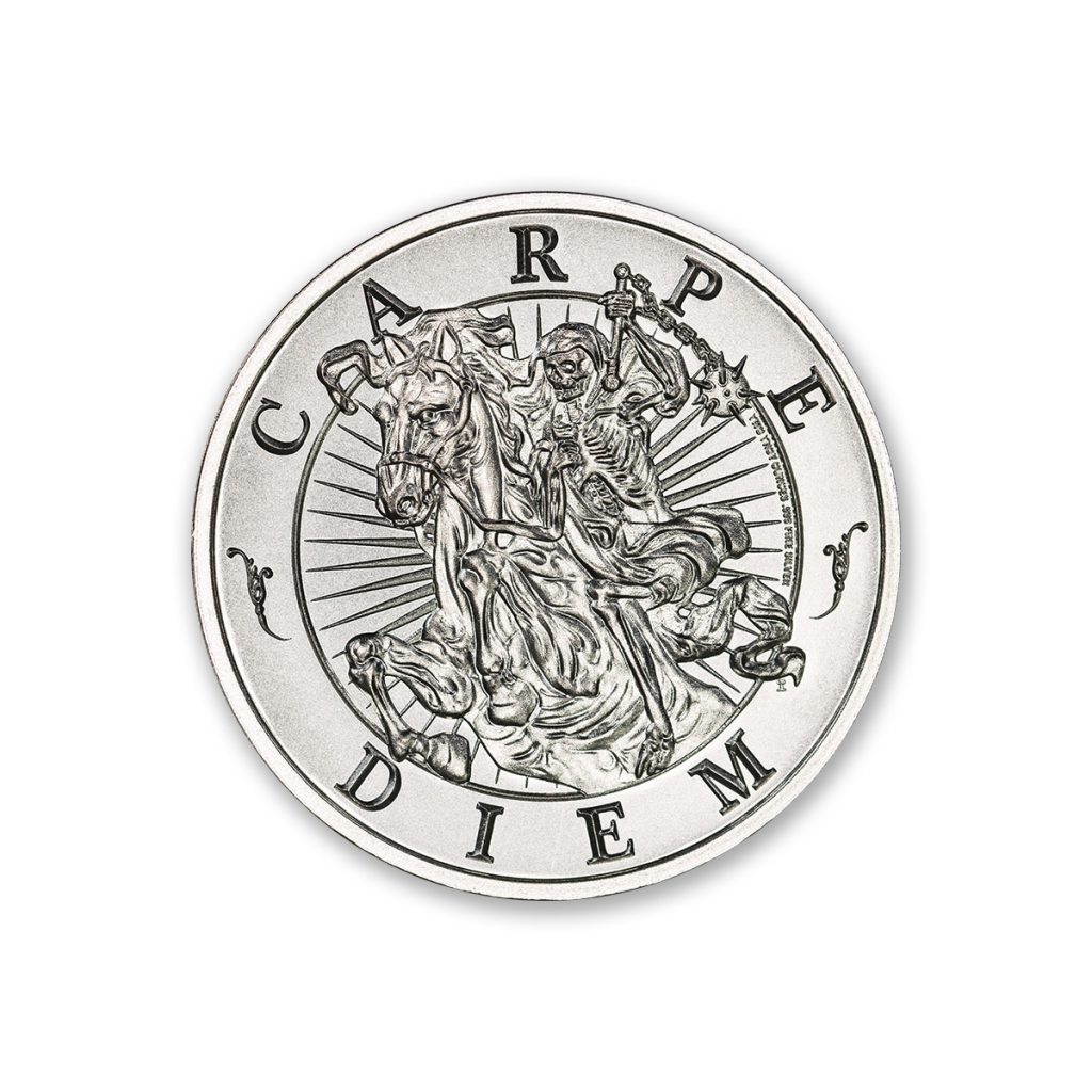 Latin Allure Series - "Memento Mori" Art Medal - 2ozt. 39mm .999 Fine Silver Art Medal (6mm Thick)