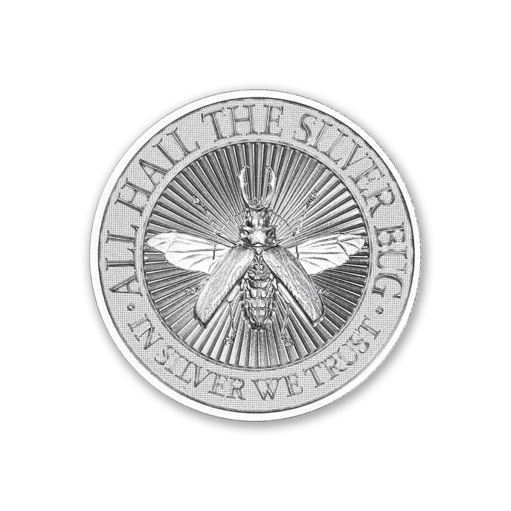 The Silver Bug - 4th in Series - Macrodontia Cervicornis (Giant Longhorn Beetle) - 2 ozt. 39mm .999 Fine Silver Art Medal (6mm Thick)