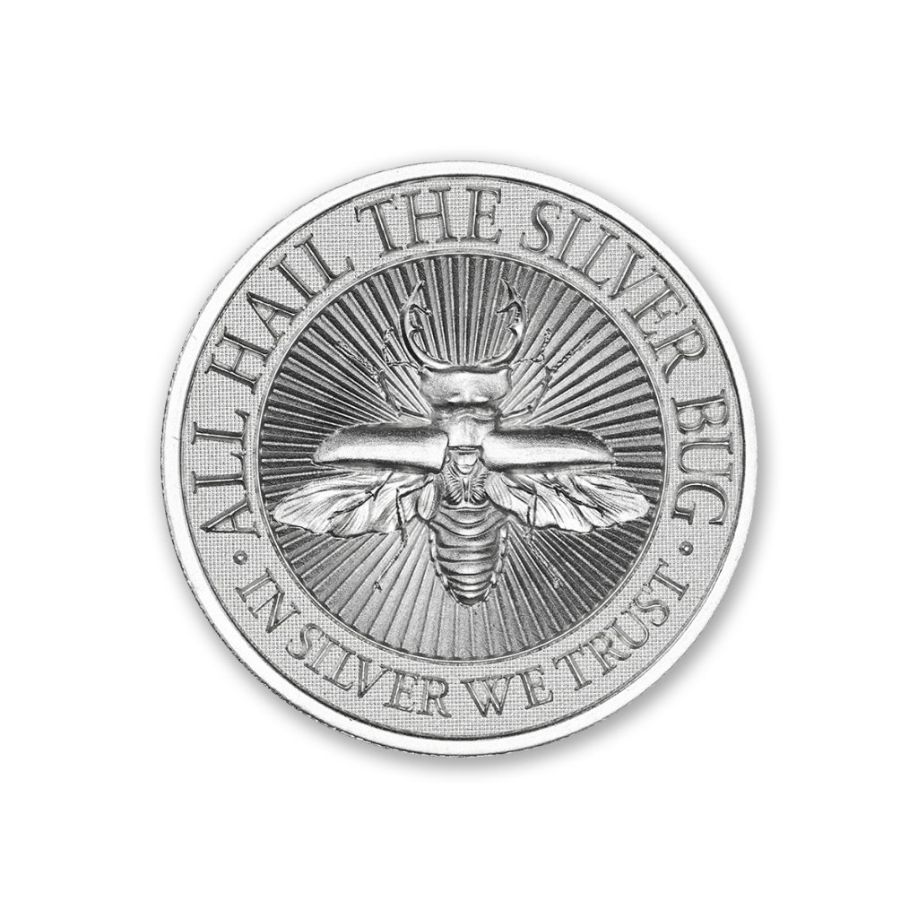 The Silver Bug - 5th in Series - Lucanidae (Stag Beetle) - 2 ozt. 39mm .999 Fine Silver Art Medal (6mm Thick)