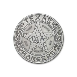 The Texas Ranger “Wagon-Wheel” Badge Tribute - 1 ozt 39mm .999 Fine Silver Art Medal with Antique Finish