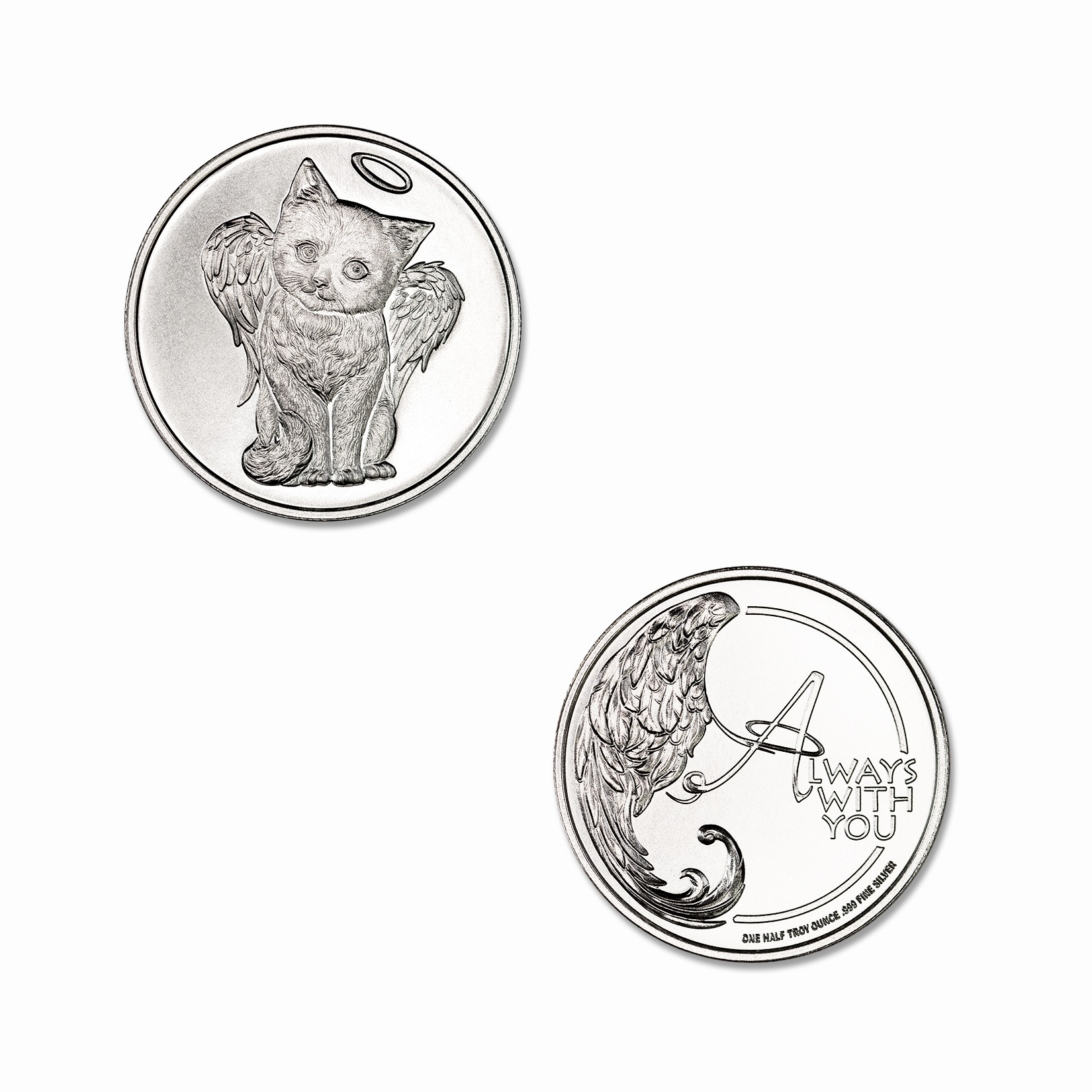 CHERUB CAT REMEMBRANCE TOKEN - 1/2 TROY OUNCE - 30MM - Image 1