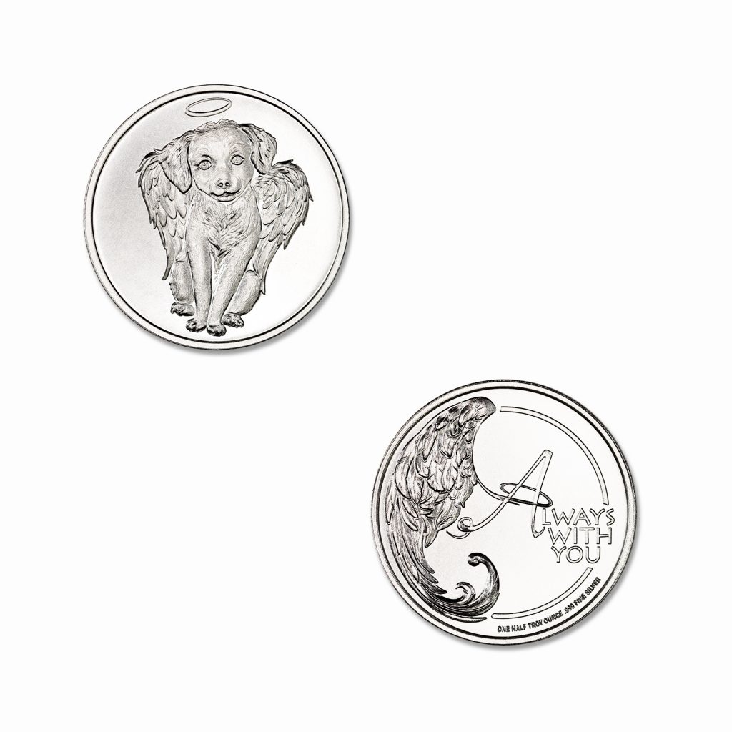 CHERUB DOG REMEMBRANCE TOKEN - 1/2 TROY OUNCE - 30MM