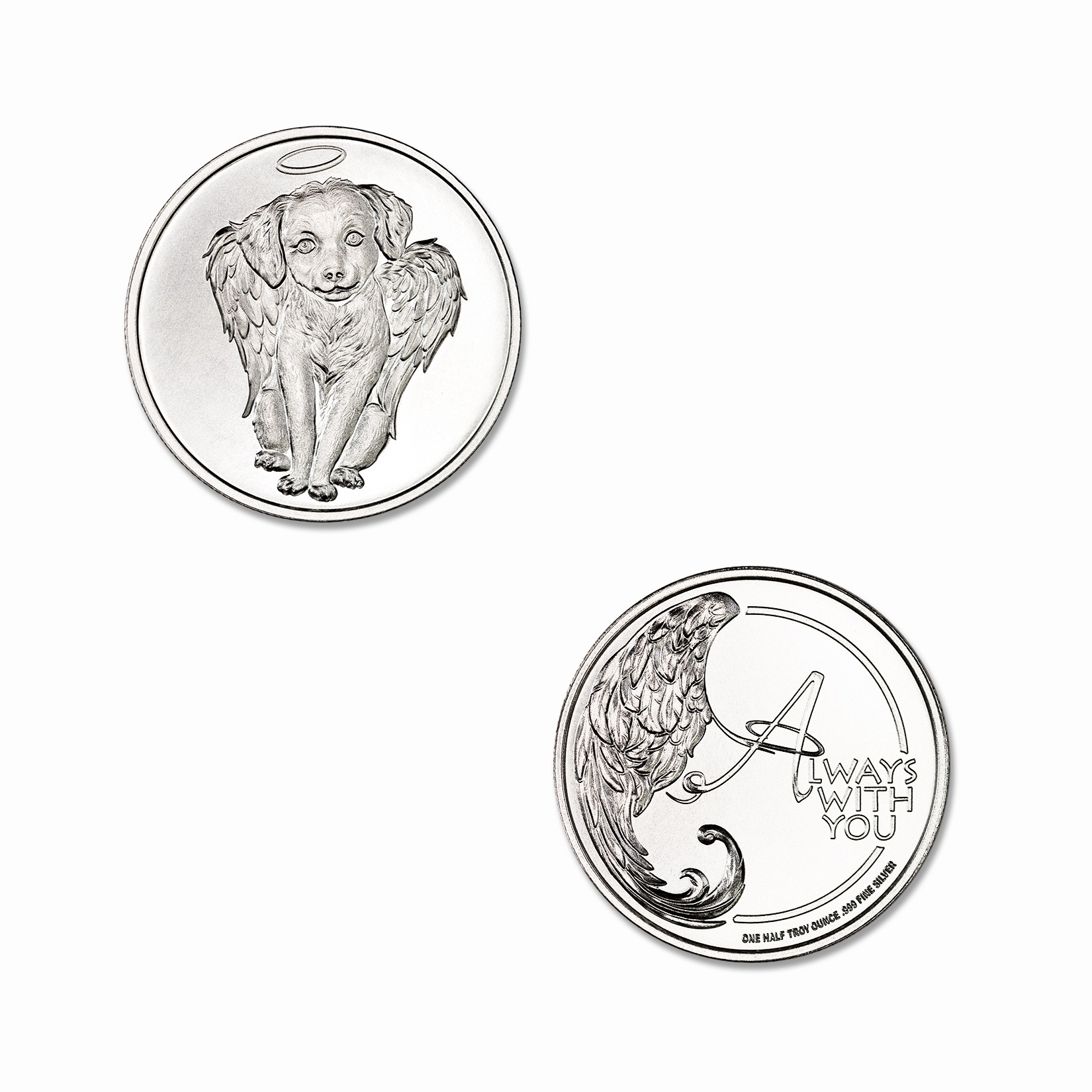 CHERUB DOG REMEMBRANCE TOKEN - 1/2 TROY OUNCE - 30MM - Image 1