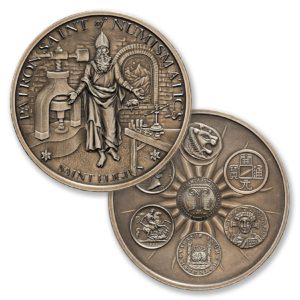 SAINT ELIGIUS - 2 TROY OUNCE - 50MM - LIMITED MINTAGE: 500 (ANTIQUED)