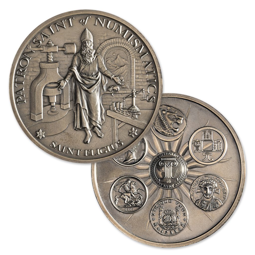 SAINT ELIGIUS - 5 TROY OUNCE - 50MM - LIMITED MINTAGE: 500 (ANTIQUED)