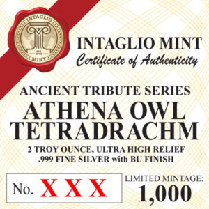 ATHENA AND OWL TETRADRACHM - UHR - 2 TROY OUNCE - 36MM - (LIMITED MINTAGE: 1,000)