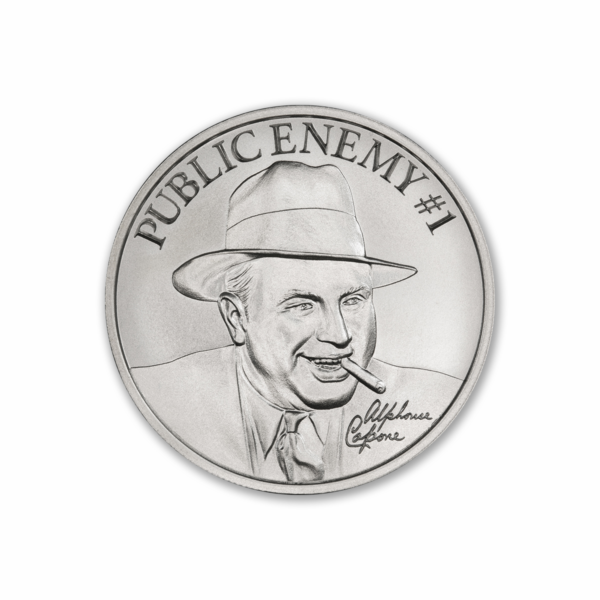 PUBLIC ENEMY #1 - ALPHONSE CAPONE -  1 TROY OUNCE - 39MM - Image 2