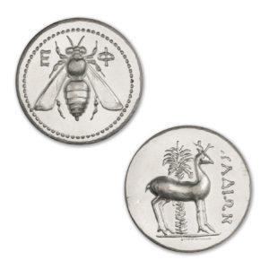 EPHESUS TETRADRACHM - STAG AND BEE - UHR - 2 TROY OUNCE - 36MM - BU FINISH -  (LIMITED MINTAGE: 1,000)