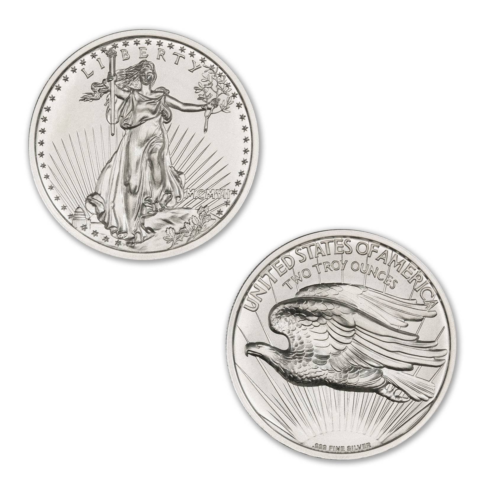 $20 SAINT-GAUDENS - HIGH RELIEF - 2 TROY OUNCE - 39MM - Image 1