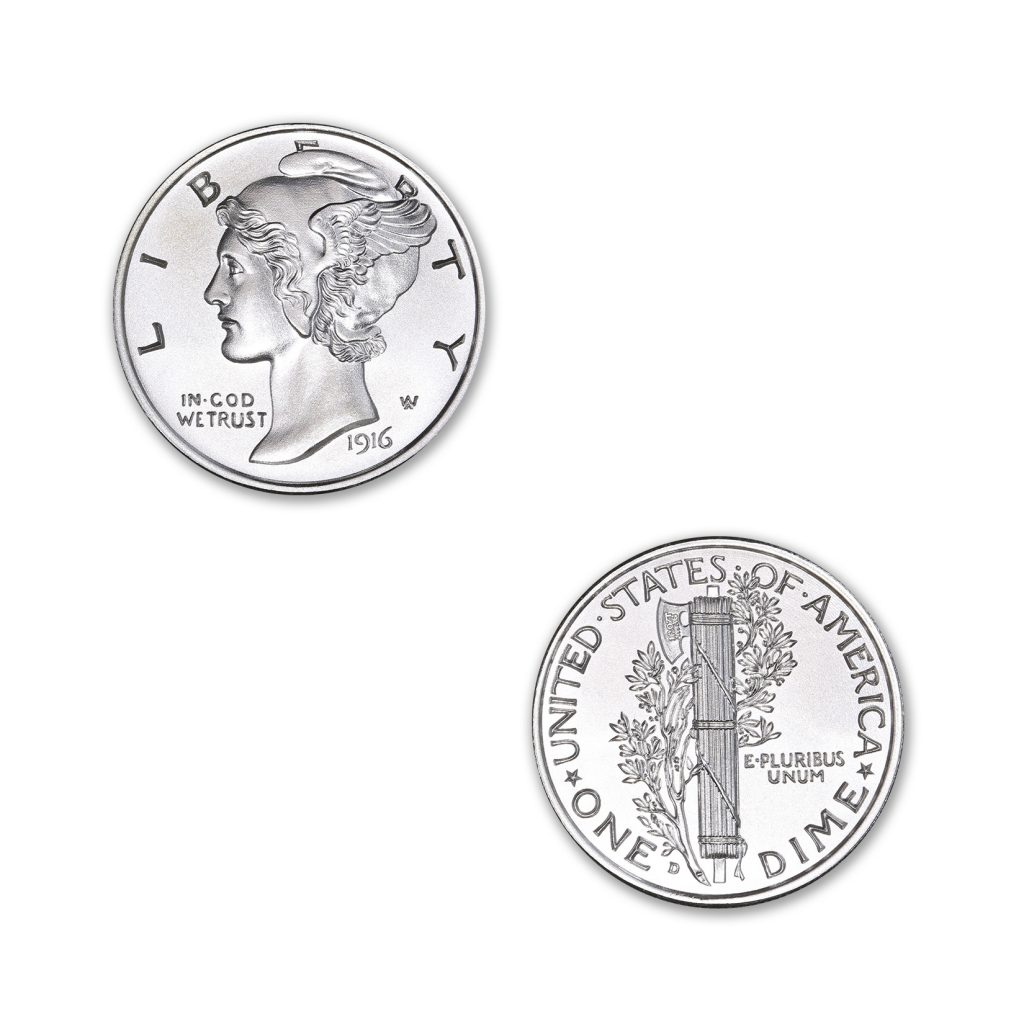 MERCURY DIME TRIBUTE - 1/2 TROY OUNCE - 30MM