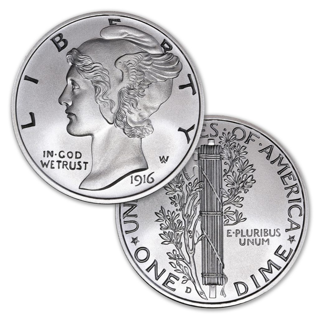 MERCURY DIME TRIBUTE - 2 TROY OUNCE - 50MM