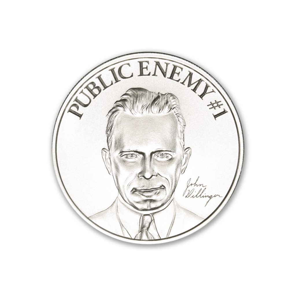 PUBLIC ENEMY #1 - JOHN DILLINGER - 2 TROY OUNCE - 39MM