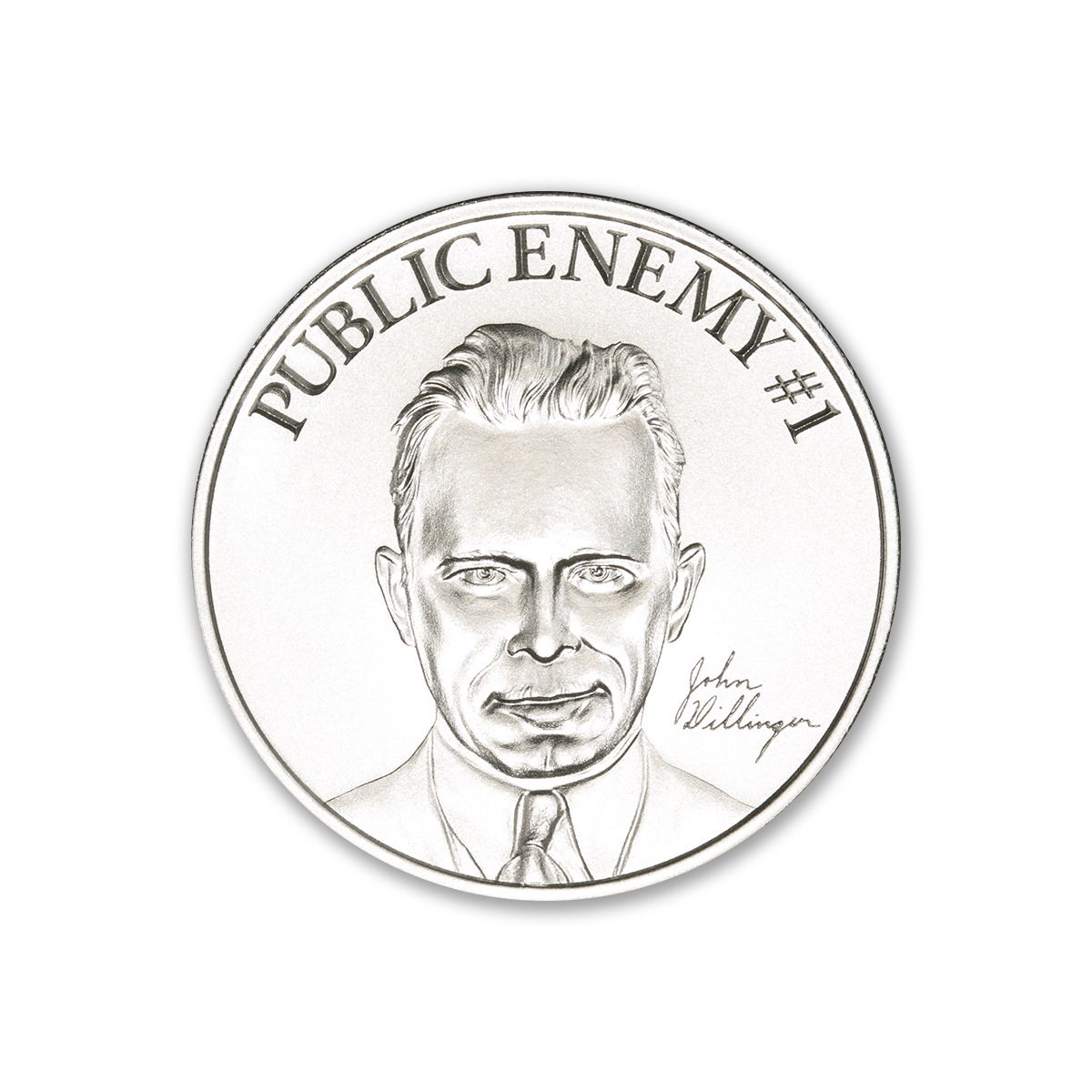 PUBLIC ENEMY #1 - JOHN DILLINGER -  2 TROY OUNCE - 39MM - Image 2