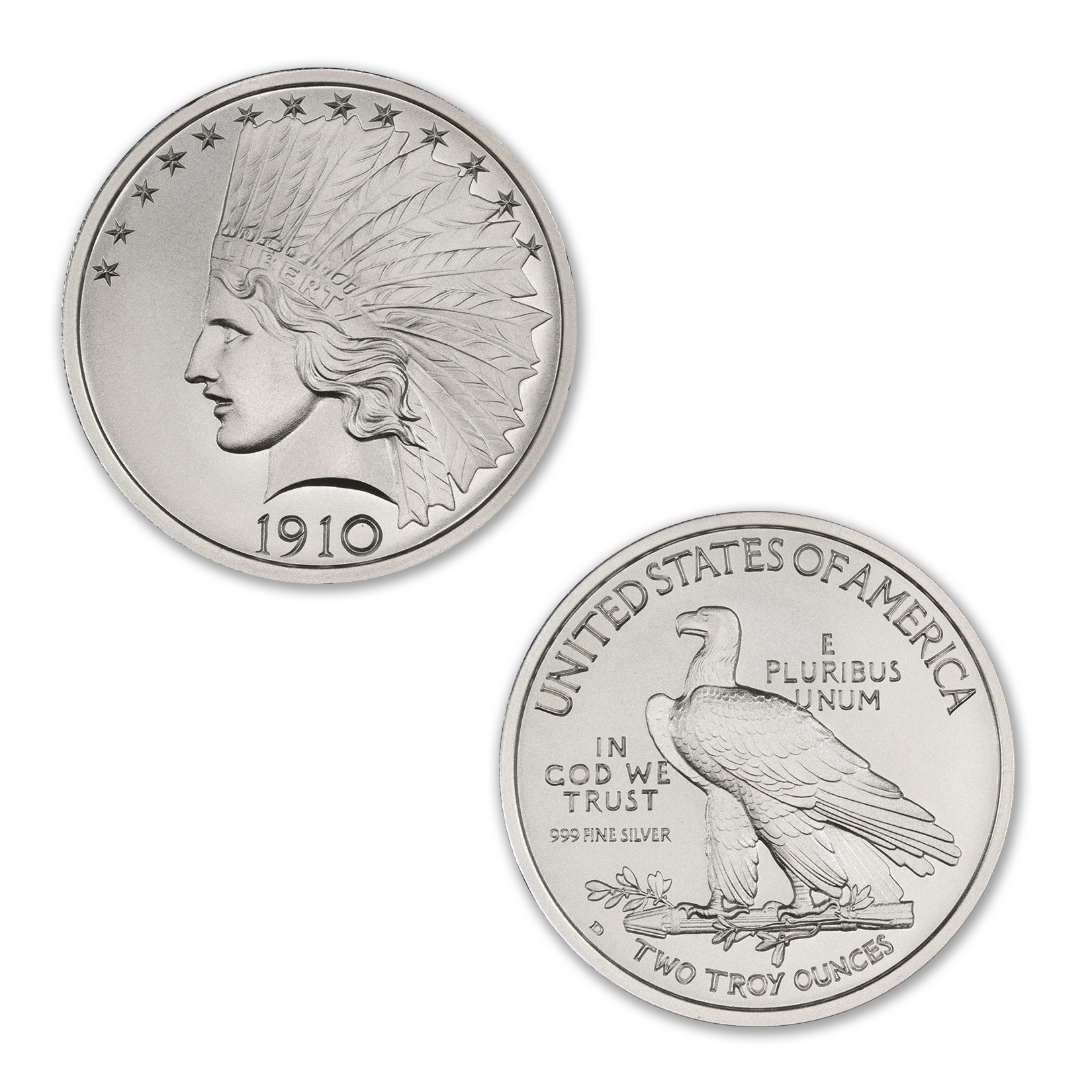 $10 INDIAN TRIBUTE - 2 TROY OUNCE - 39MM - Image 1