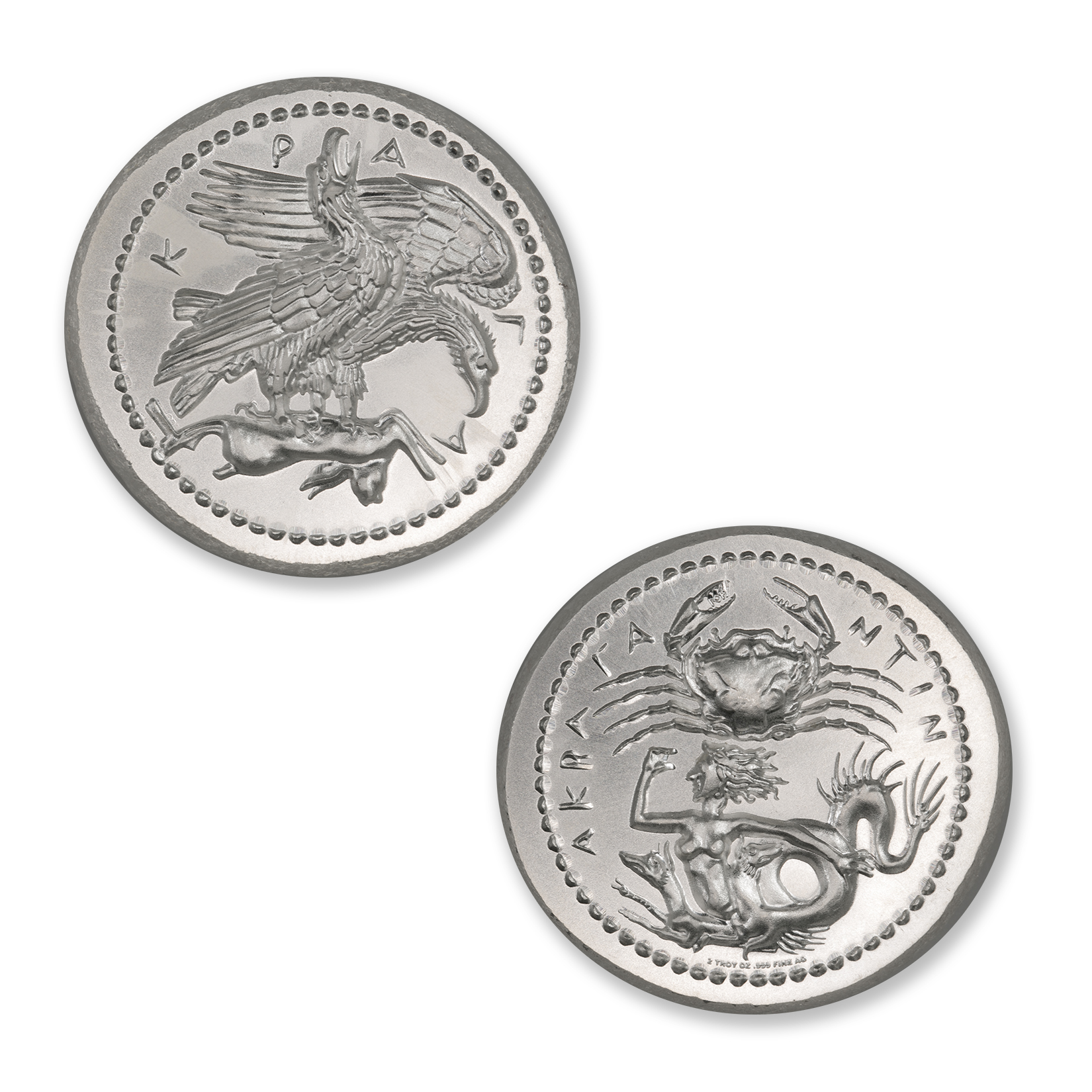 TETRADRACHM OF AKRAGAS - TWO EAGLES AND HARE - UHR - 2 TROY OUNCE - 36MM - BU - Image 1