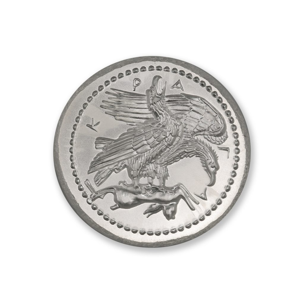 TETRADRACHM OF AKRAGAS - TWO EAGLES AND HARE - UHR - 2 TROY OUNCE - 36MM - BU