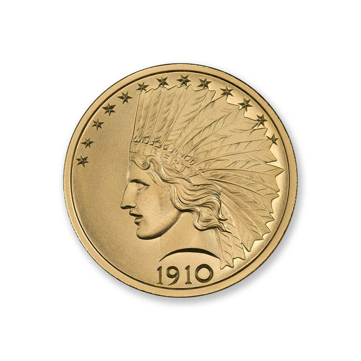 $10 INDIAN TRIBUTE - 2 TROY OUNCE - 39MM - .9999 FINE GOLD - Image 2
