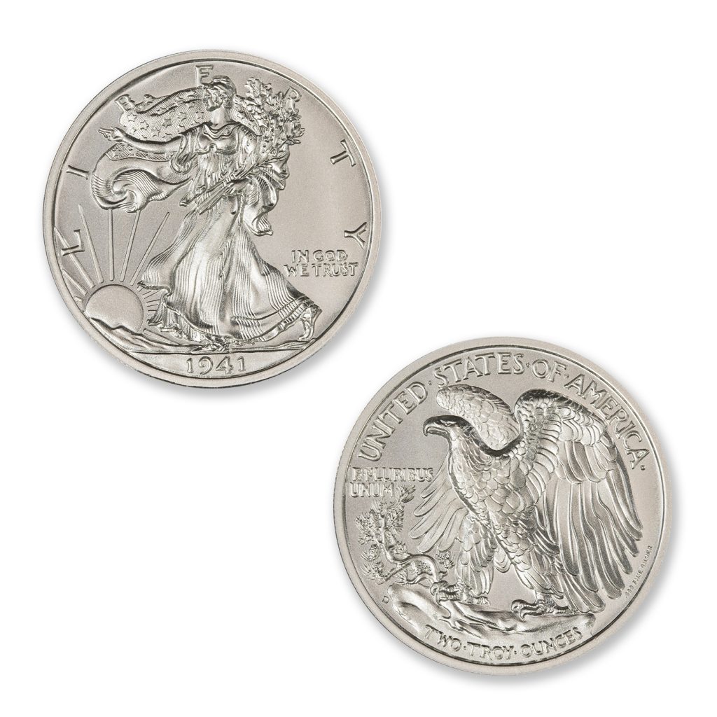 WALKING LIBERTY HALF DOLLAR TRIBUTE - 2 TROY OUNCE - 39MM