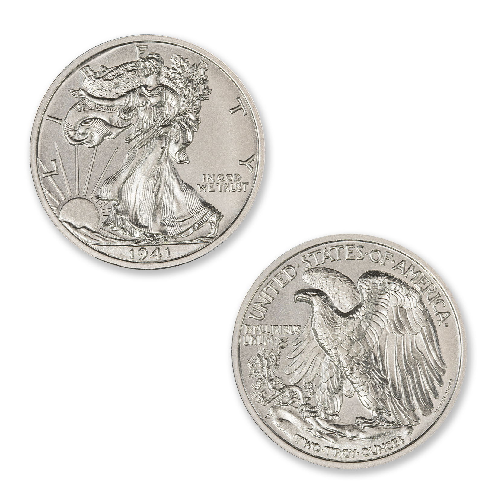 WALKING LIBERTY HALF DOLLAR TRIBUTE - 2 TROY OUNCE - 39MM - Image 1