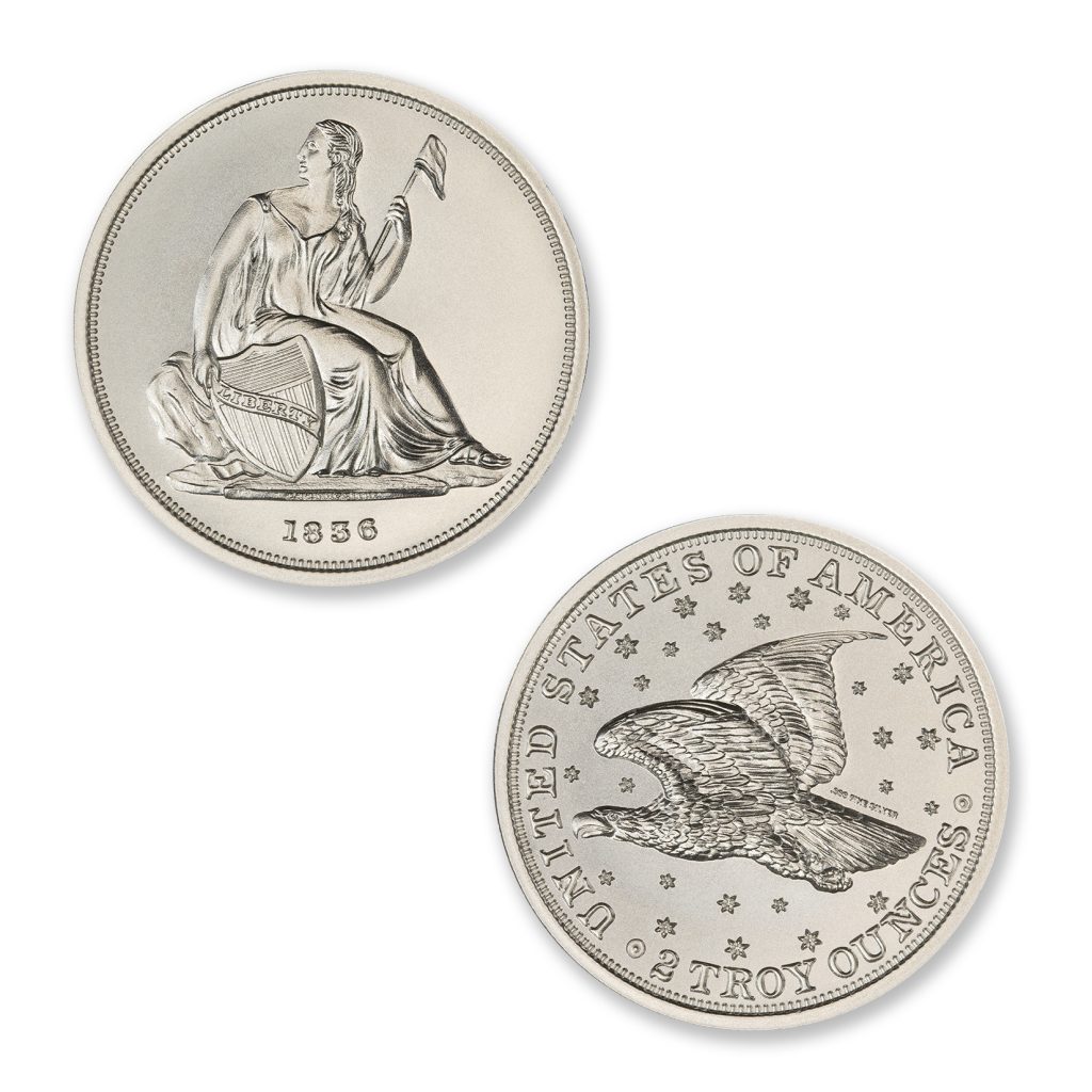 1836 GOBRECHT DOLLAR (J61) TRIBUTE - 2 TROY OUNCE - 39MM