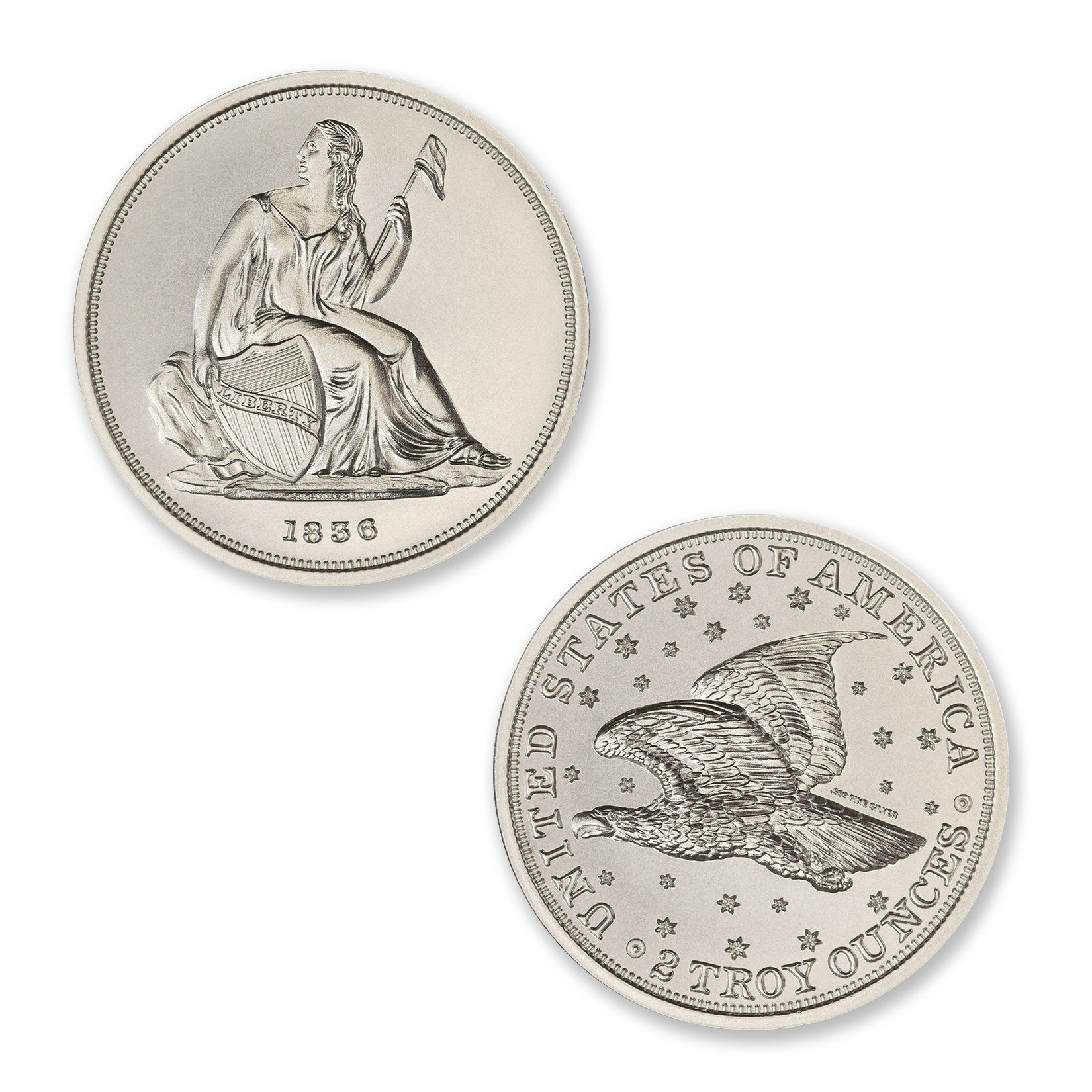 1836 GOBRECHT DOLLAR (J61) TRIBUTE - 2 TROY OUNCE - 39MM - Image 1