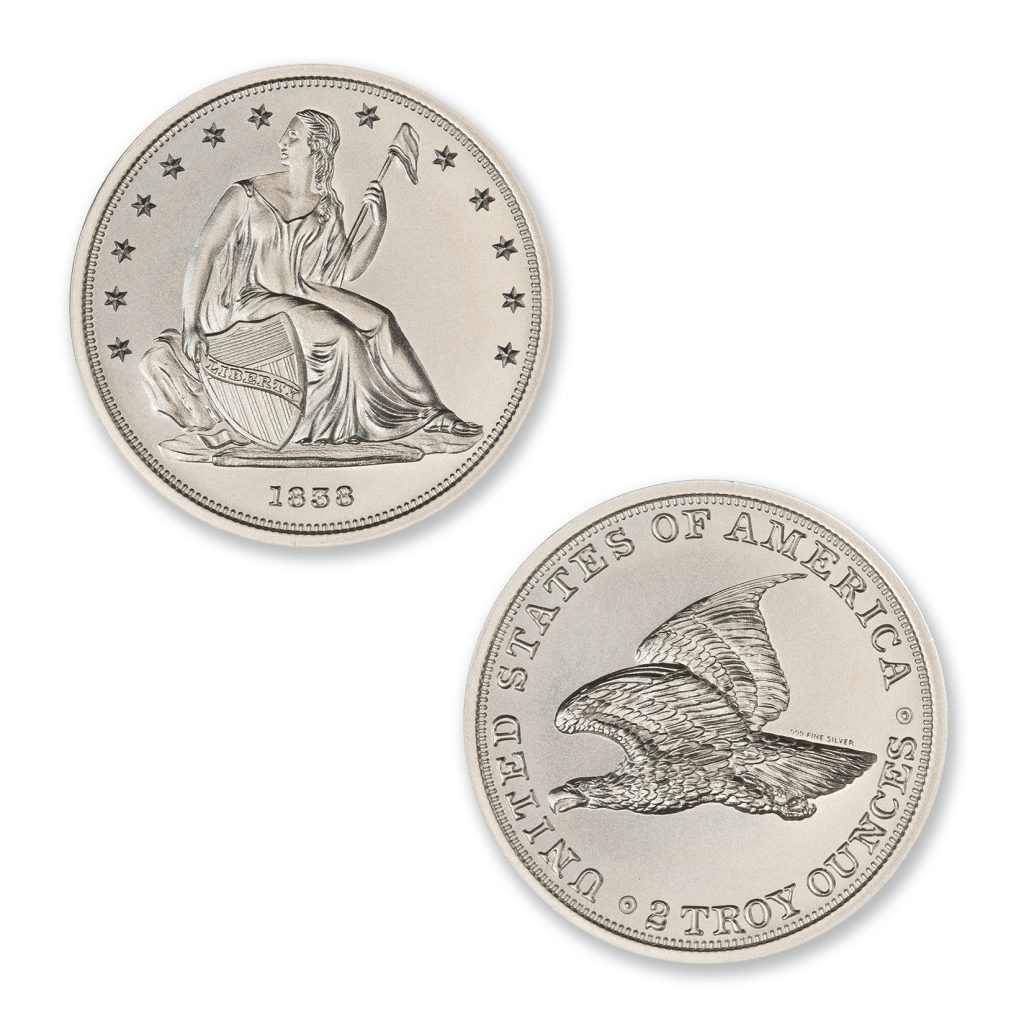 1838 GOBRECHT DOLLAR (J84) TRIBUTE - 2 TROY OUNCE - 39MM