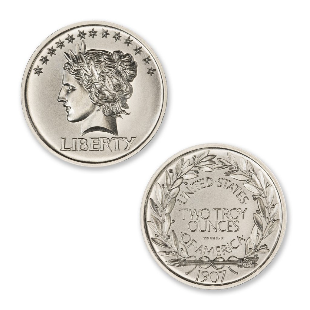 SAINT-GAUDENS ONE CENT COIN TRIBUTE - 2 TROY OUNCE - 39MM