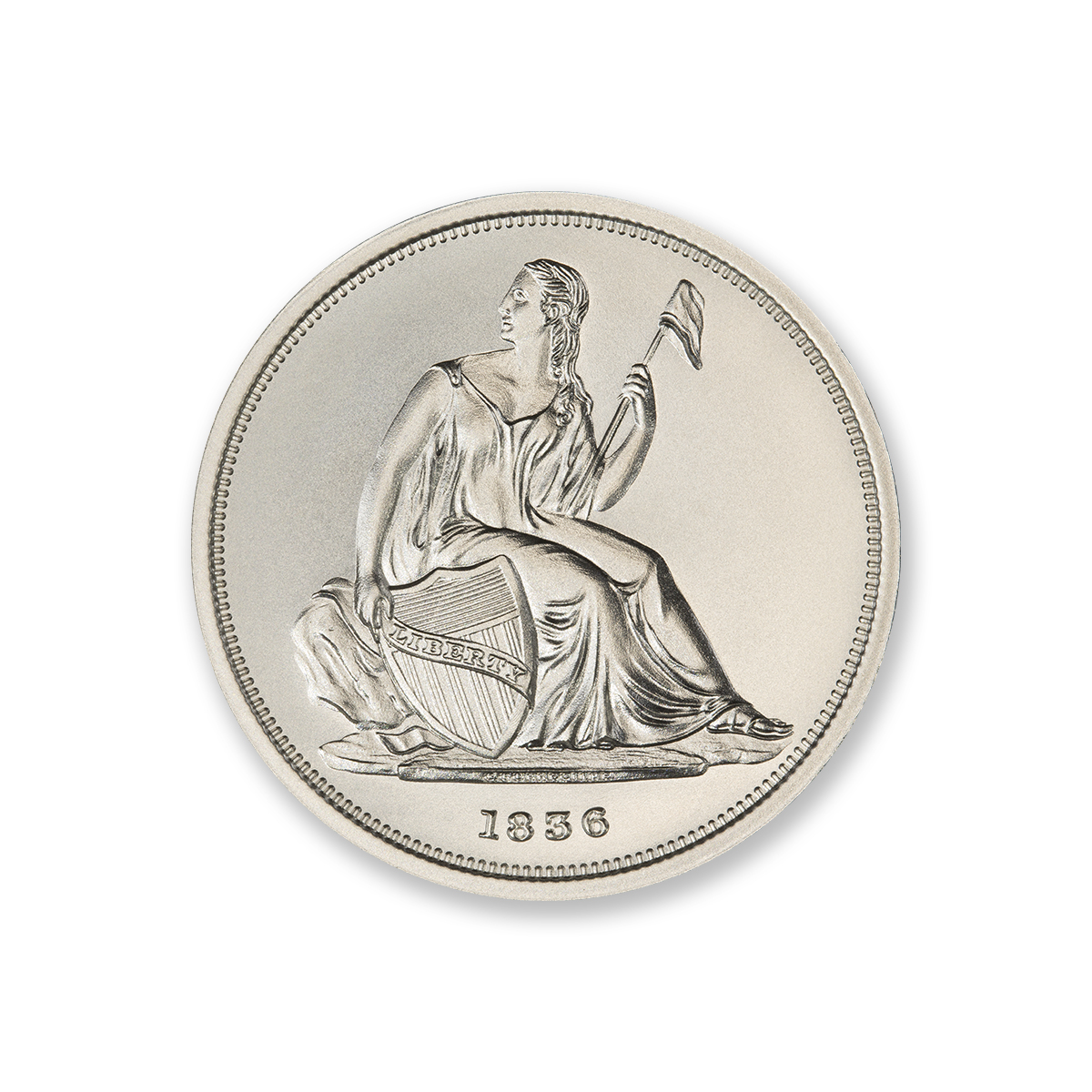 1836 GOBRECHT DOLLAR (J61) TRIBUTE - 2 TROY OUNCE - 39MM - Image 2