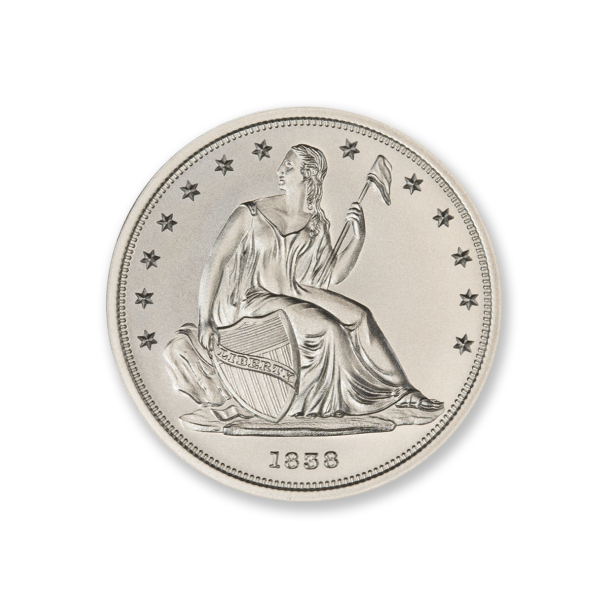 1838 GOBRECHT DOLLAR (J84) TRIBUTE - 2 TROY OUNCE - 39MM - Image 2