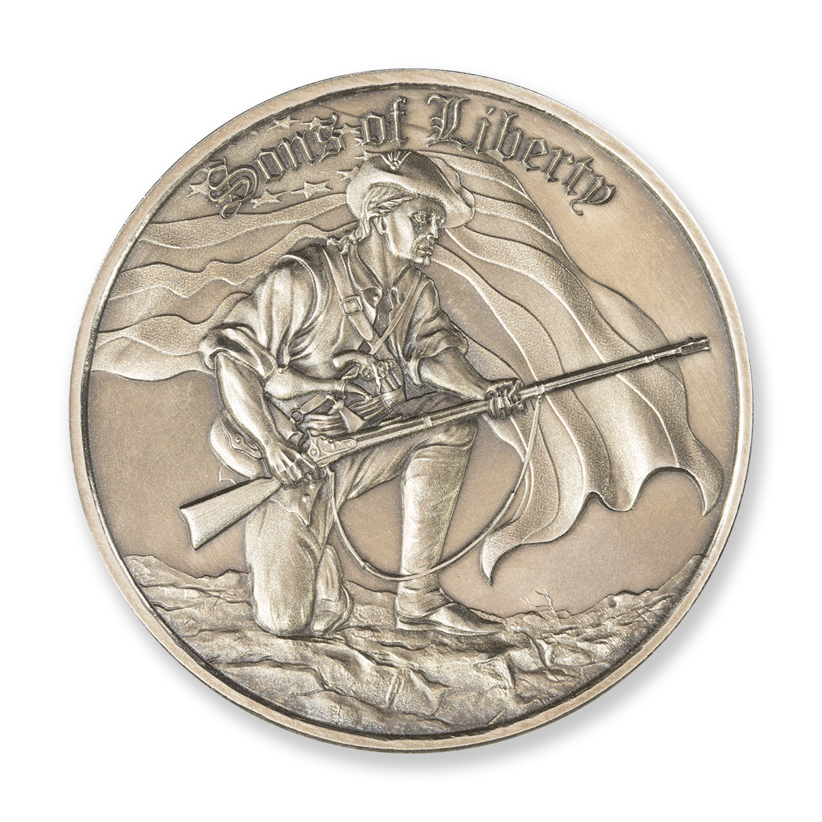 SONS OF LIBERTY, LIBERTY TREE - 2 TROY OUNCE - 50MM (ANTIQUED) (ONLY 500 MINTED) - Image 2