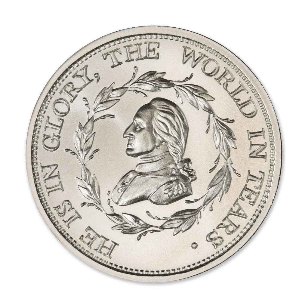 SKULL AND CROSSBONES - WASHINGTON FUNERAL MEDAL - 2 TROY OUNCE - 50MM - LIMITED MINTAGE: 500 - IN COINSAFE CAPSULE