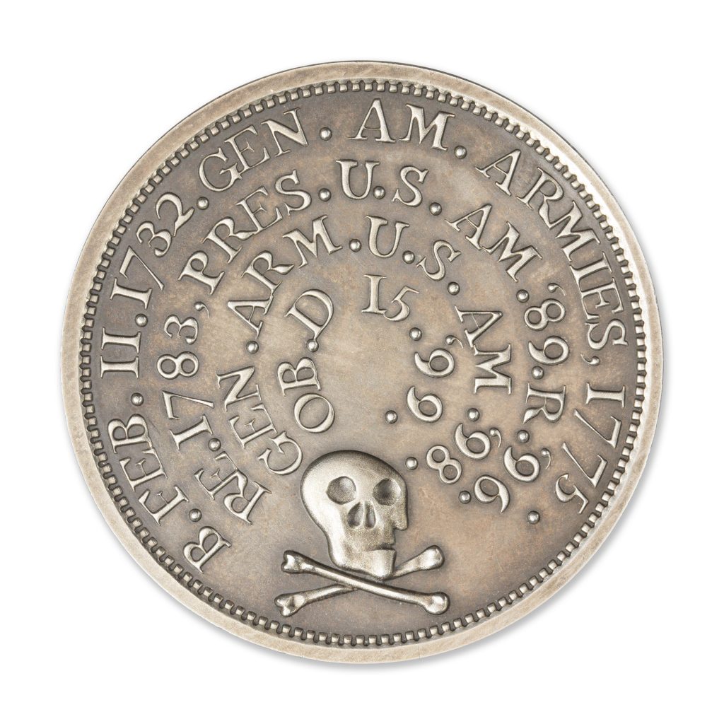 SKULL AND CROSSBONES - WASHINGTON FUNERAL MEDAL - 2 TROY OUNCE - 50MM - LIMITED MINTAGE: 500 (ANTIQUED) - IN COINSAFE CAPSULE