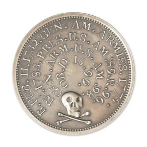SKULL AND CROSSBONES - WASHINGTON FUNERAL MEDAL - 5 TROY OUNCE - 50MM - LIMITED MINTAGE: 500 (ANTIQUED)