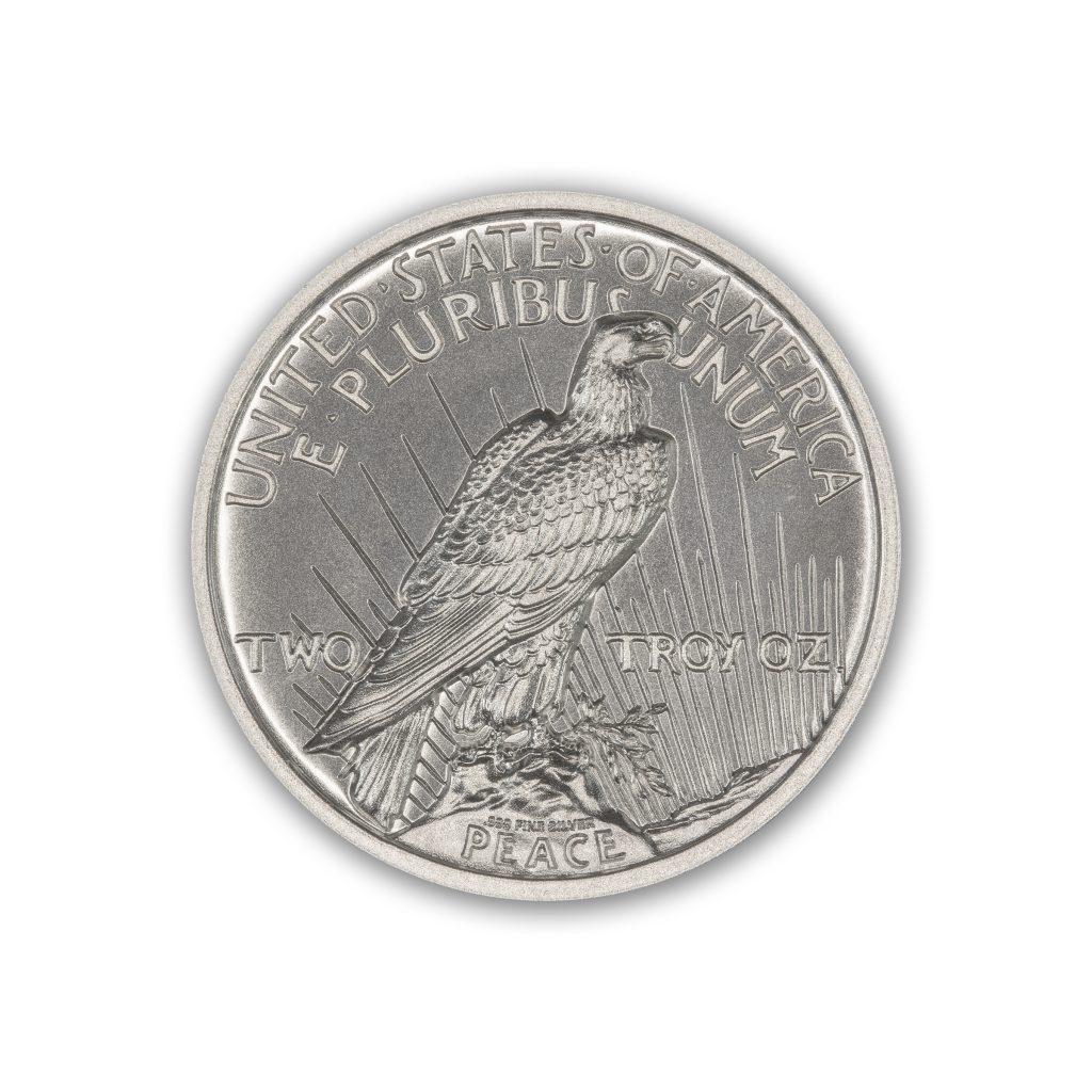 1921 HIGH RELIEF PEACE DOLLAR TRIBUTE - 2 TROY OUNCES - 39MM