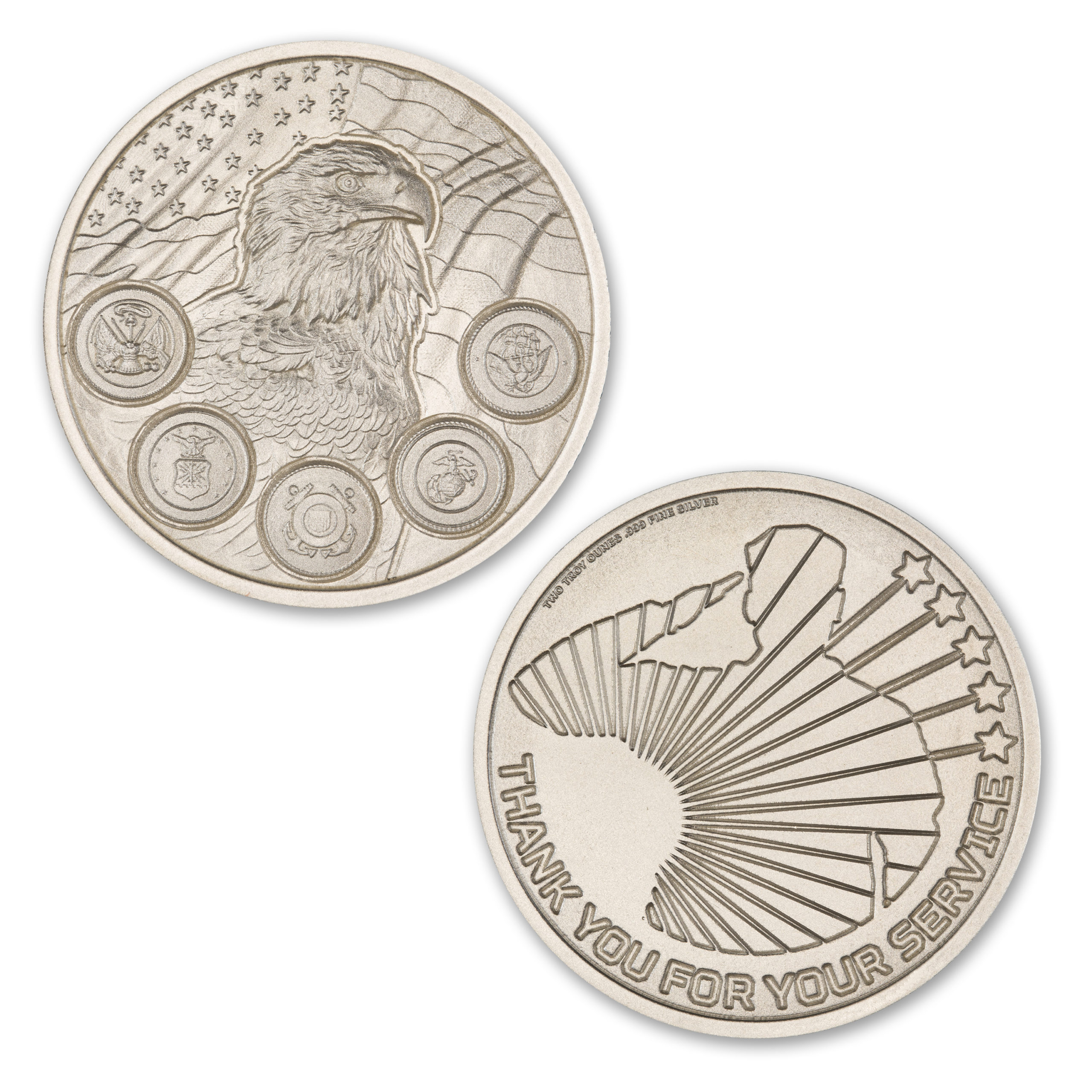 MILITARY SERVICE APPRECIATION ROUND - 2 TROY OUNCE - 39MM - Image 1