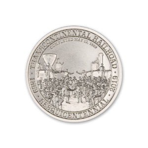 TRANSCONTINENTAL RAILROAD SESQUICENTENNIAL - 2 TROY OUNCE - 39MM