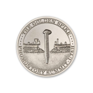 TRANSCONTINENTAL RAILROAD SESQUICENTENNIAL - 2 TROY OUNCE - 39MM