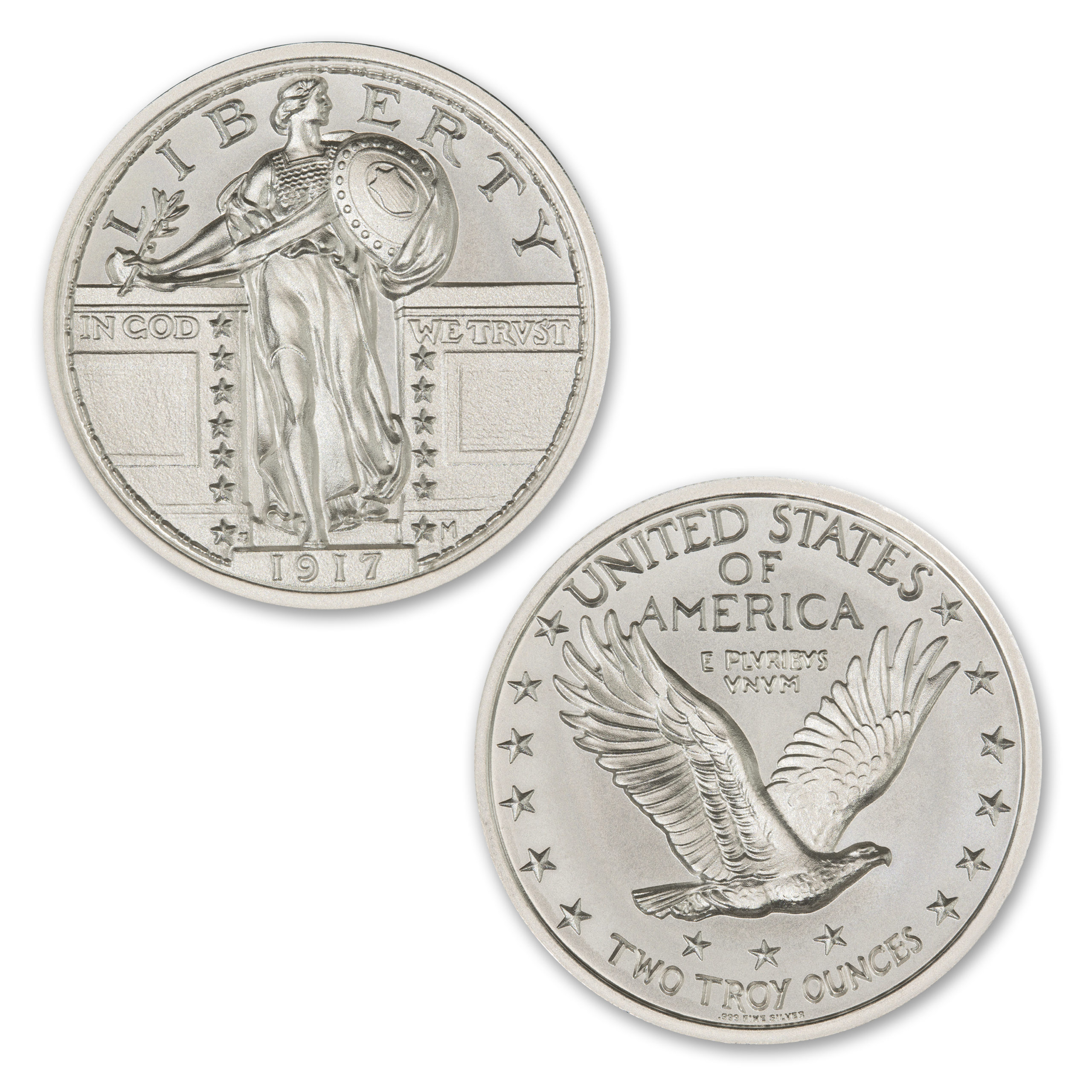 1917 STANDING LIBERTY QUARTER, TYPE II - 2 TROY OUNCE - 39MM - Image 1