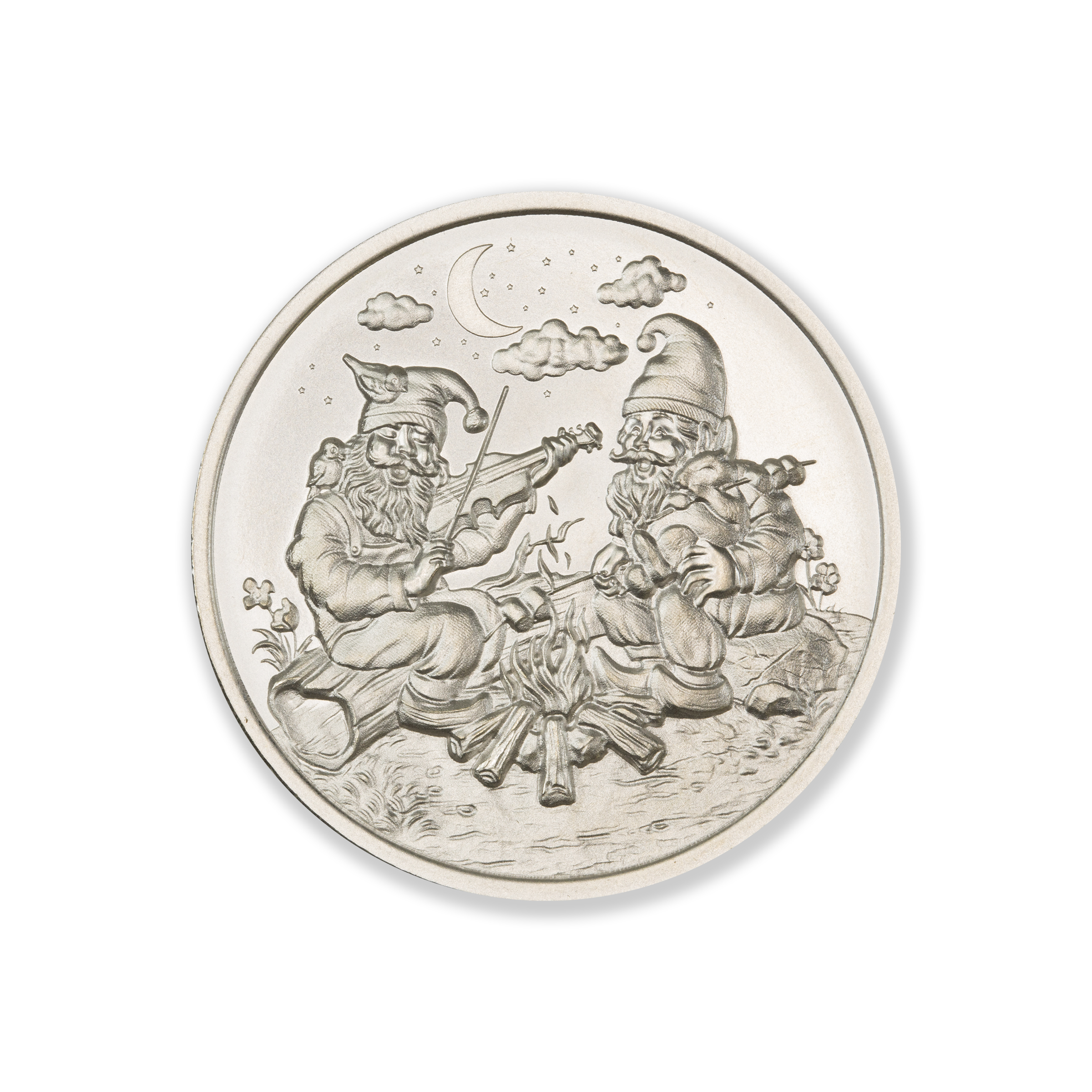 GARDEN GNOMES - CAMPFIRE - 1 TROY OUNCE - 39MM - Image 1
